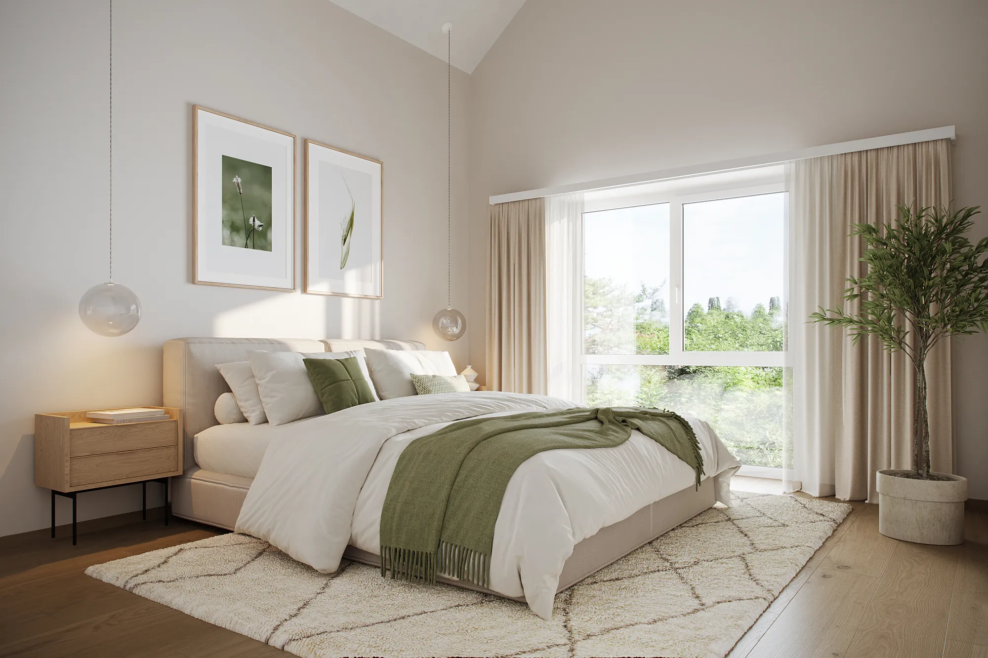 Schlafzimmer mit grossem Fenster